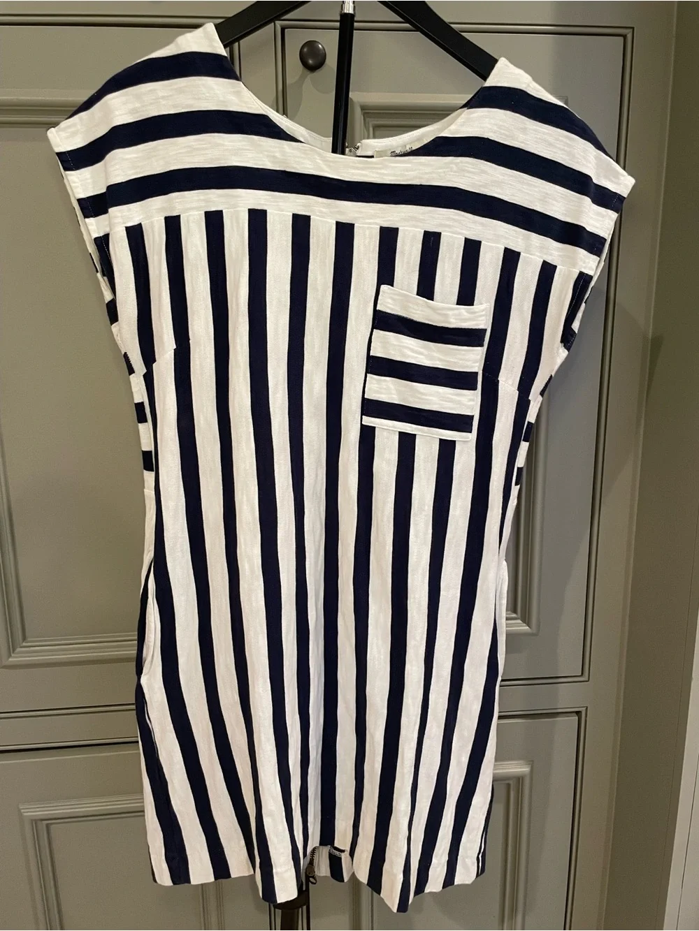 Madewell Blue White Striped Nautical Dress Tunic Cover Up Deep Pockets Travel - Picture 2 of 8